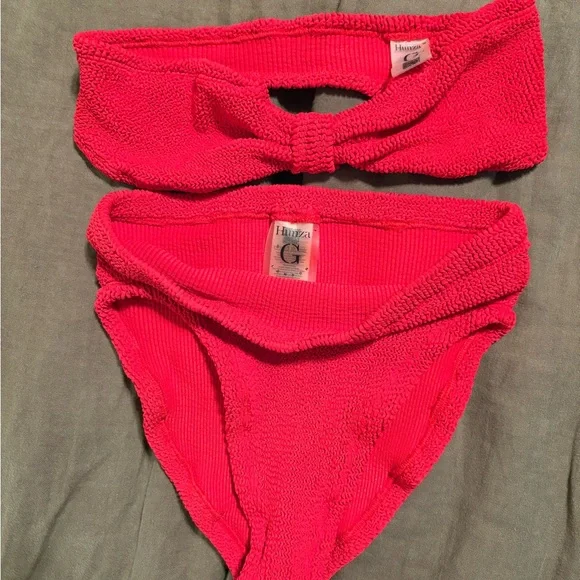 Hunza G Jean bandeau top with high waisted bottoms. - Picture 2 of 6